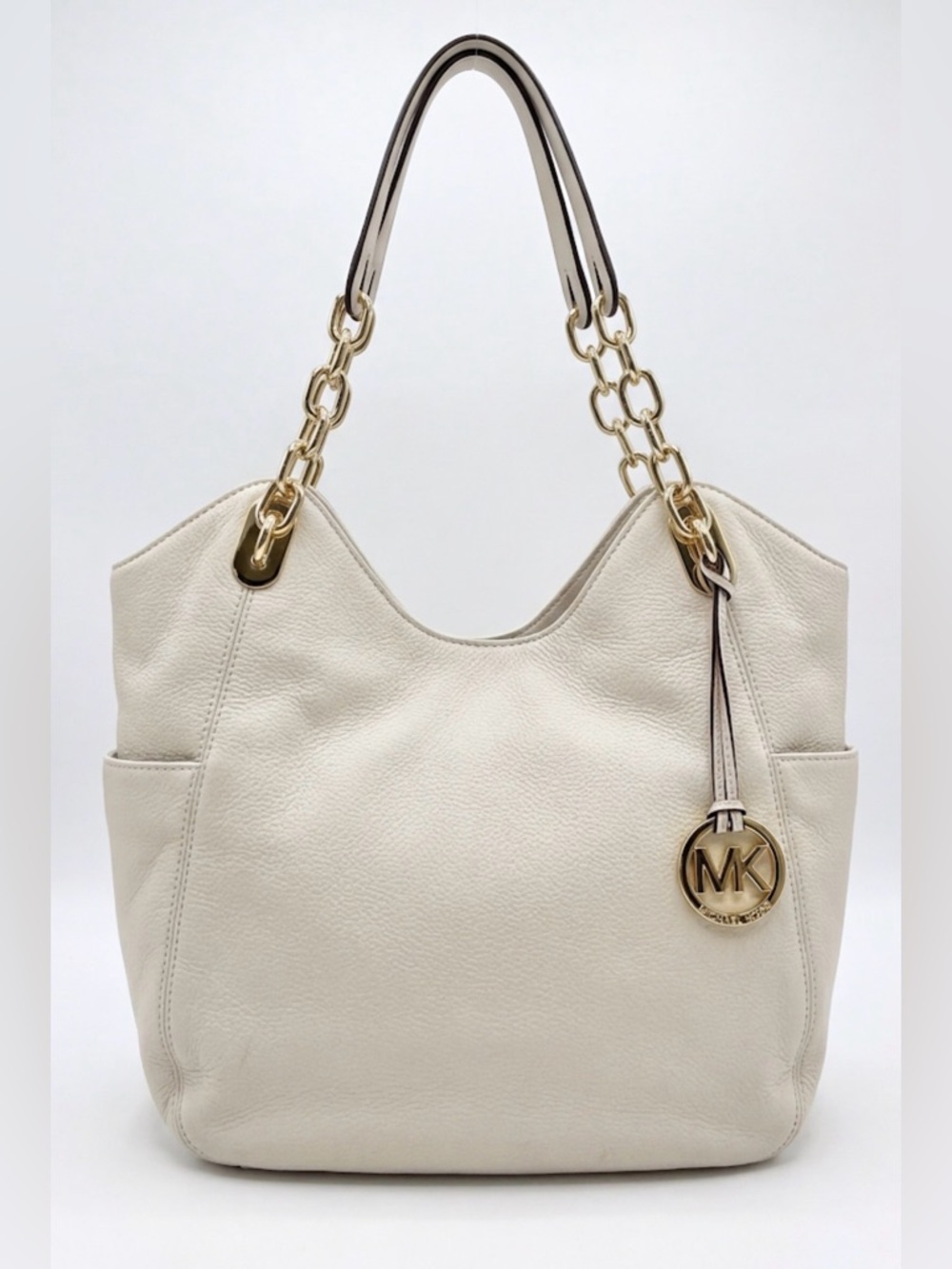 Michael Kors Fulton Large Pebbled Leather Shoulder Tote - Vanilla